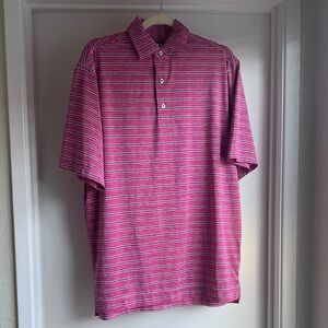 FootJoy Men’s Pink Striped Polo Shirt Size M | Short Sleeve Casual Golf